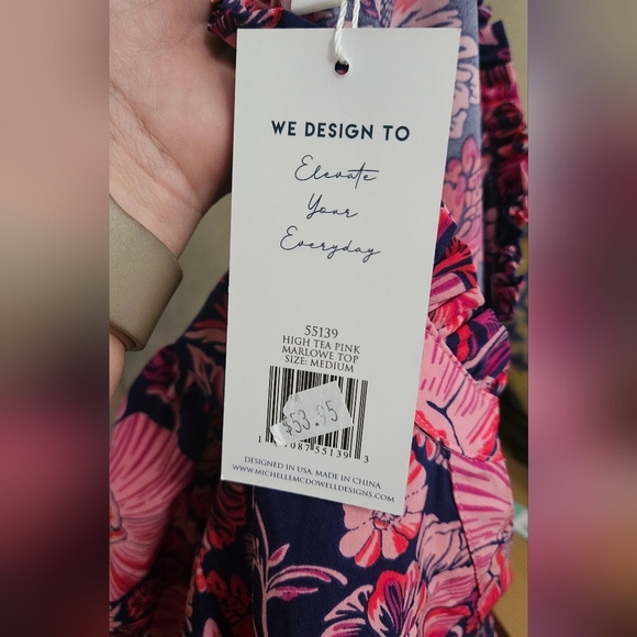MICHELLE MCDOWELL Marlowe Top In High Tea Pink/purple Multi. Size Med NWT - Picture 7 of 14